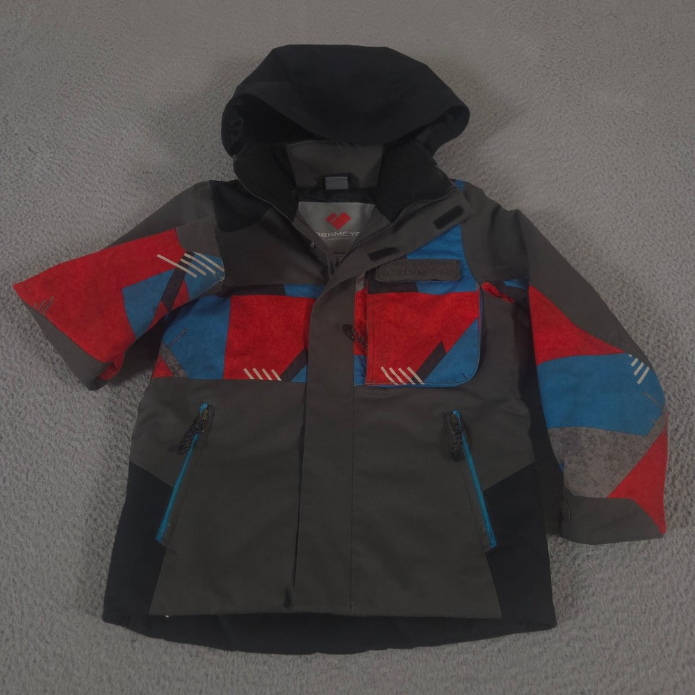 Obermeyer Jacket Boys XS 6-7 Multi Outland Colorblock Geometric Hooded Ski Coat